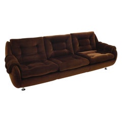 Tufted Brown Velvet Sofa, 1970s