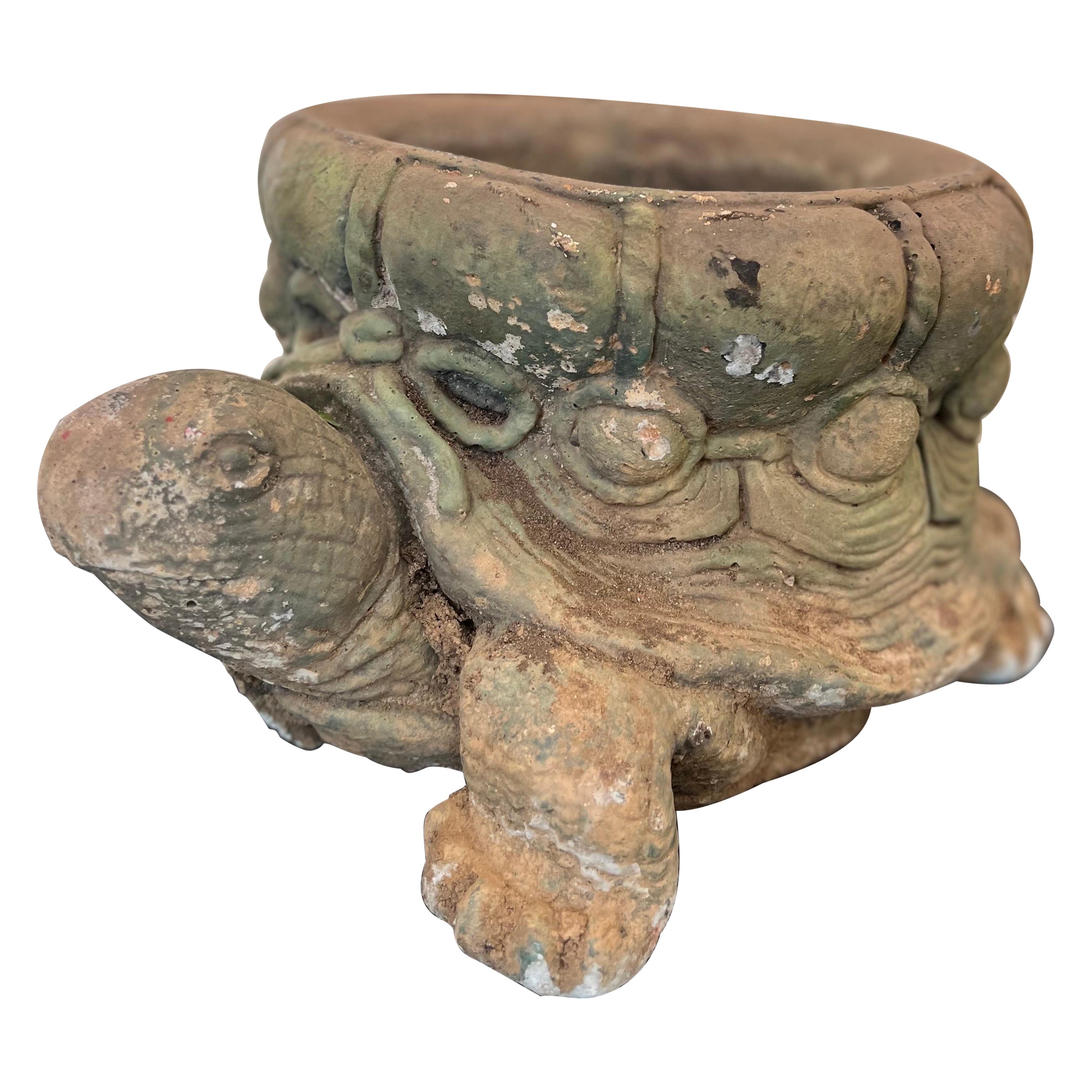 Vintage Cast Stone Turtle/Tortoise Planter  For Sale