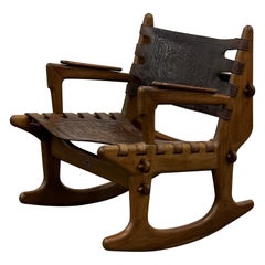 Leather Sling Rocking Chair by Angel Pazmino for Muebles De Estilo