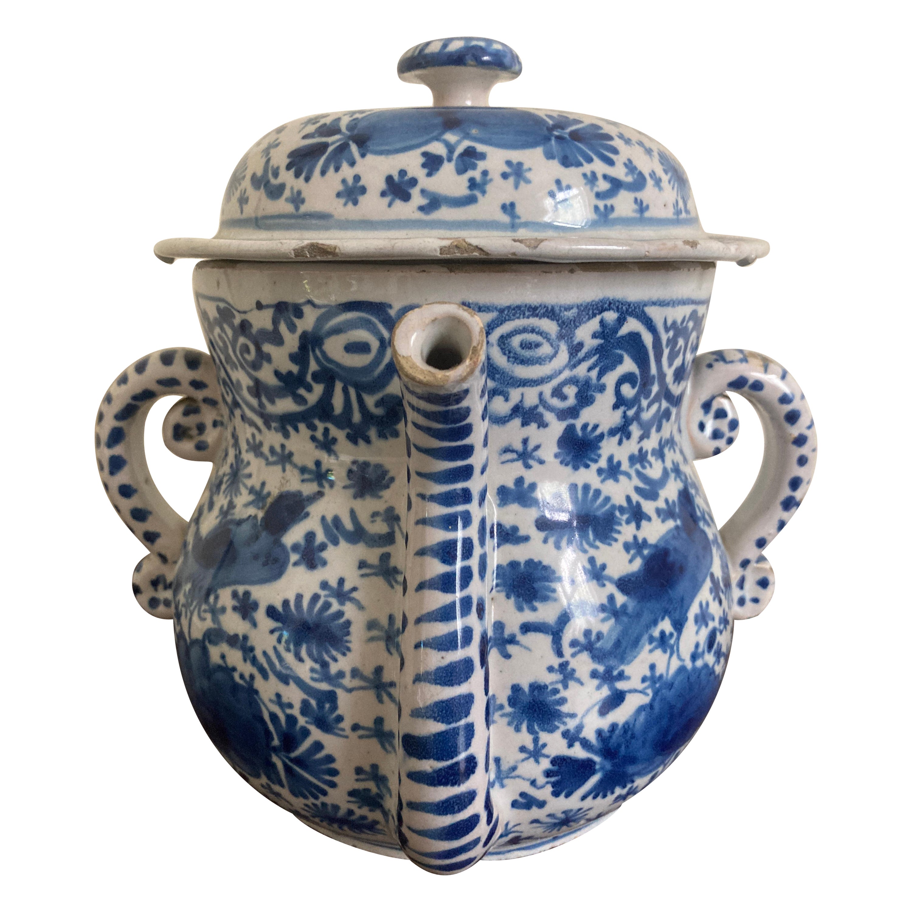 18th Century Delft Posset Pot with cover For Sale