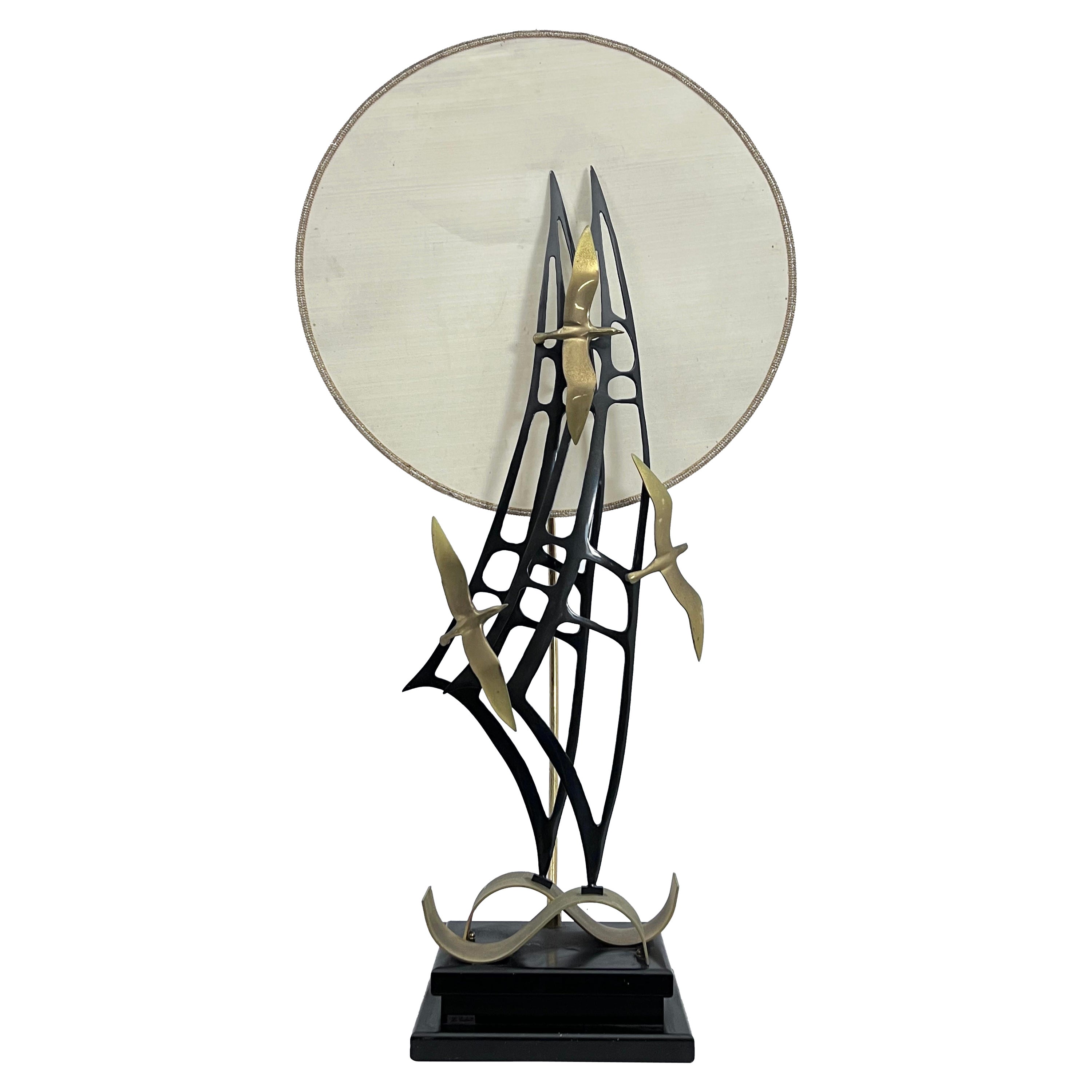 Lanciotto Galeotti, Midcentury Gold-Plated Italian Lamp by L'Originale, 1970s For Sale