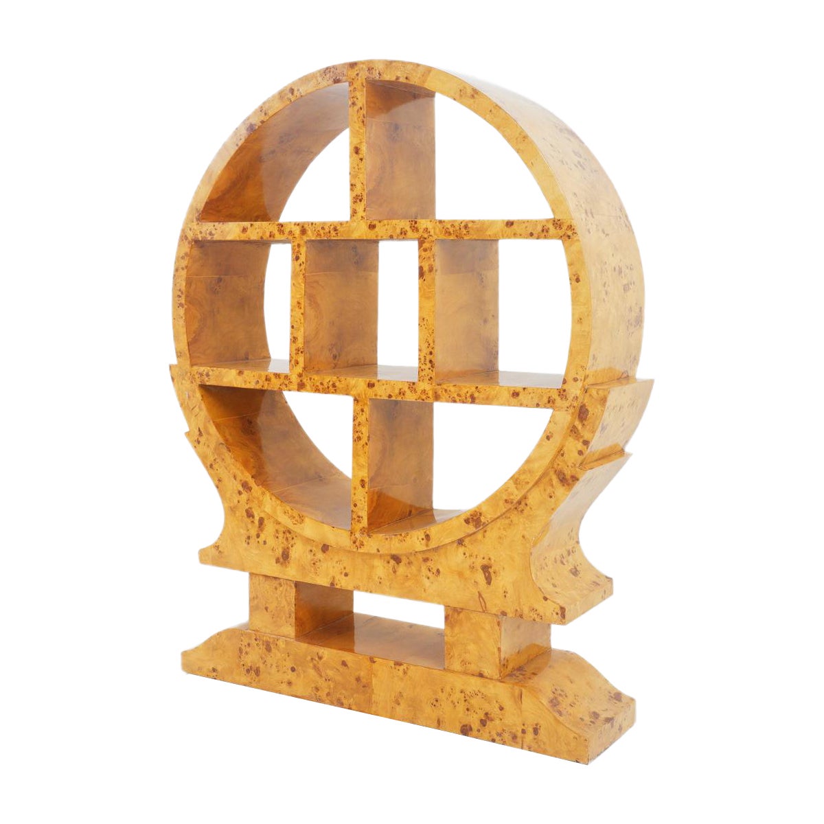 Etagère ronde en bois de ronce Art Déco en vente