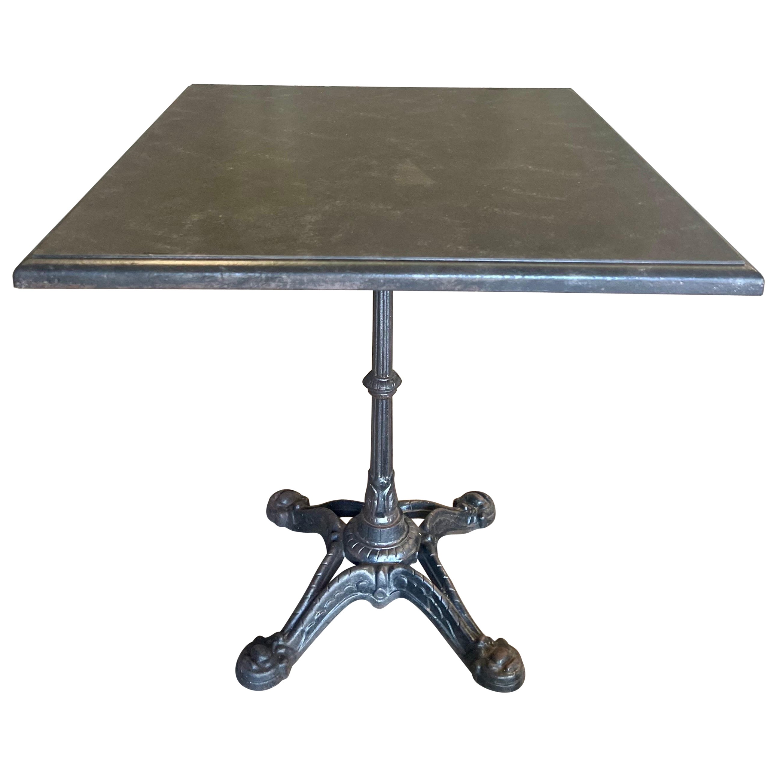 Vintage French Bistro Table w/ Marble Finish For Sale