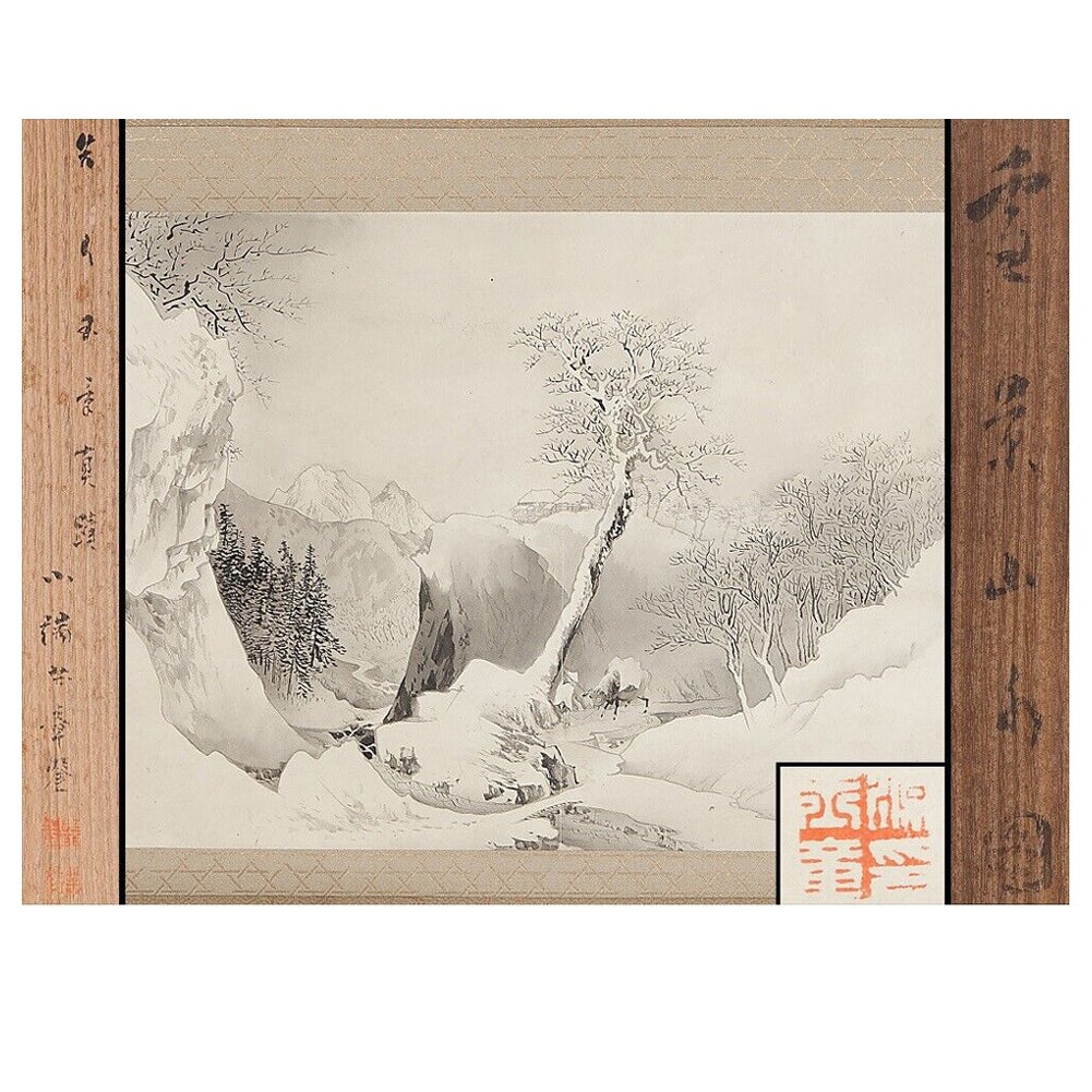 Lovely Meiji Japanese Scroll Paintings Japan Tomobako Tamazusa Kawabata 1 For Sale