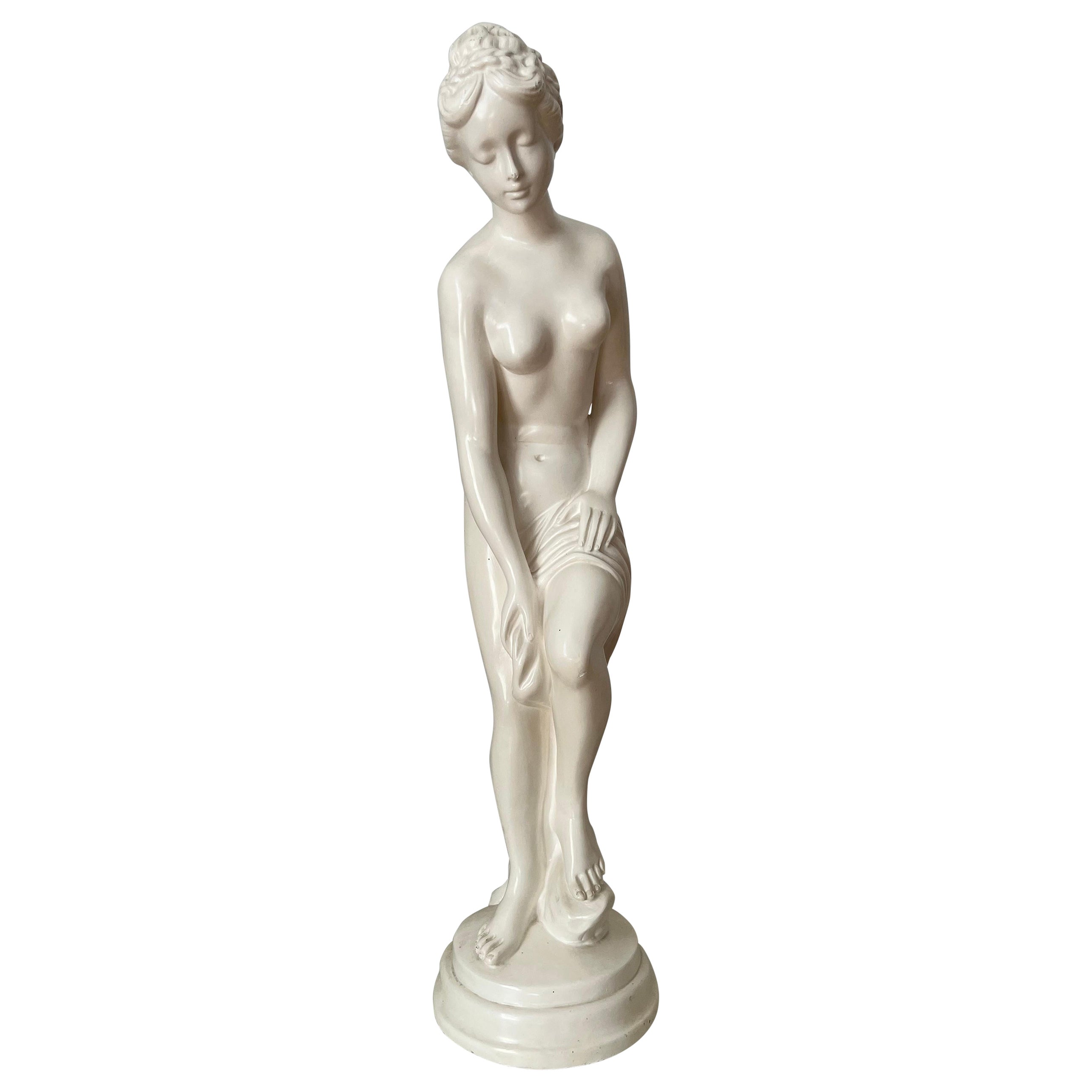 1930/40s tall Swedish plaster figurine of woman For Sale