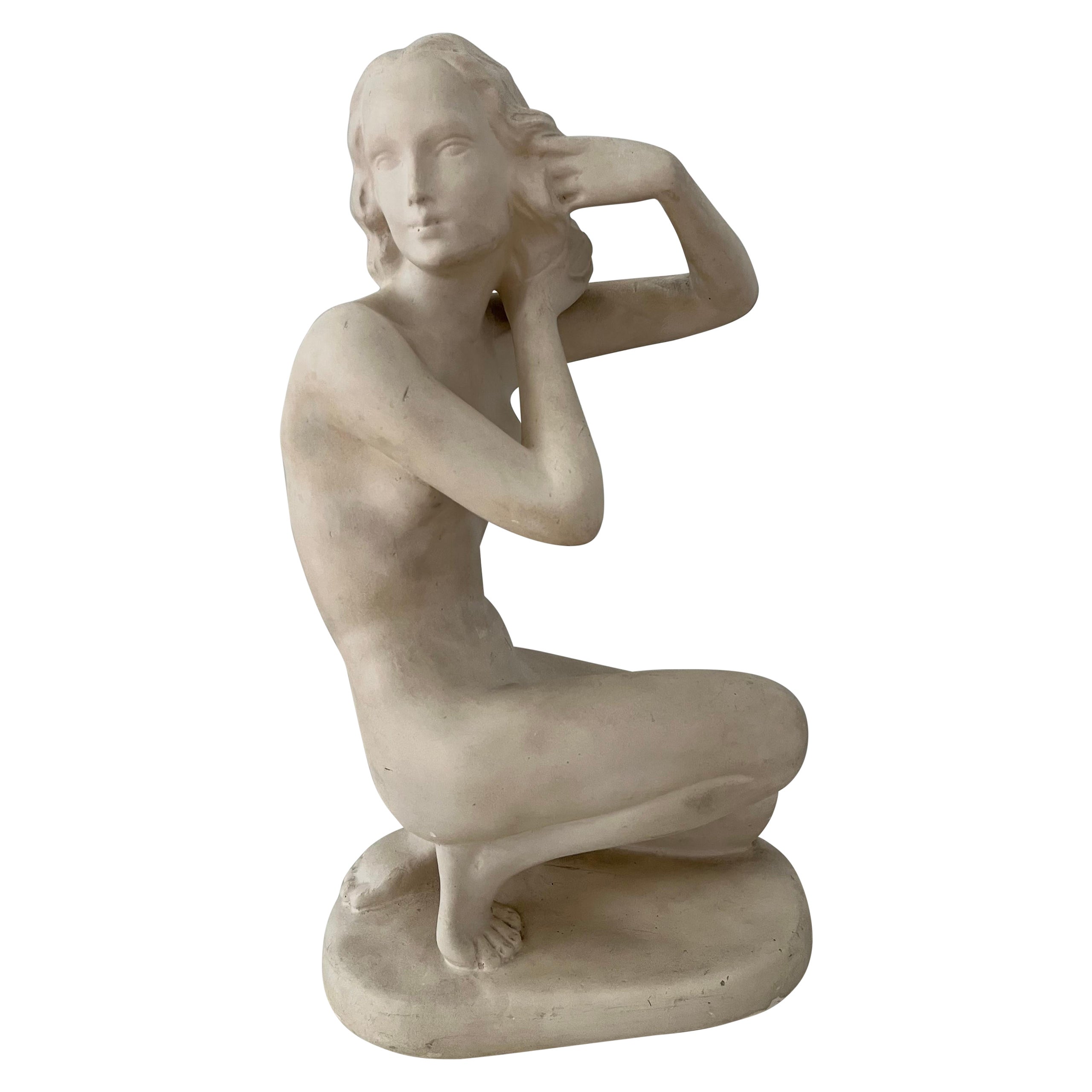 Figurine de femme en plâtre danoise des années 1940 en vente