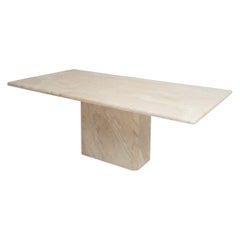 Travertine Pedestal Dining Table, 1980s