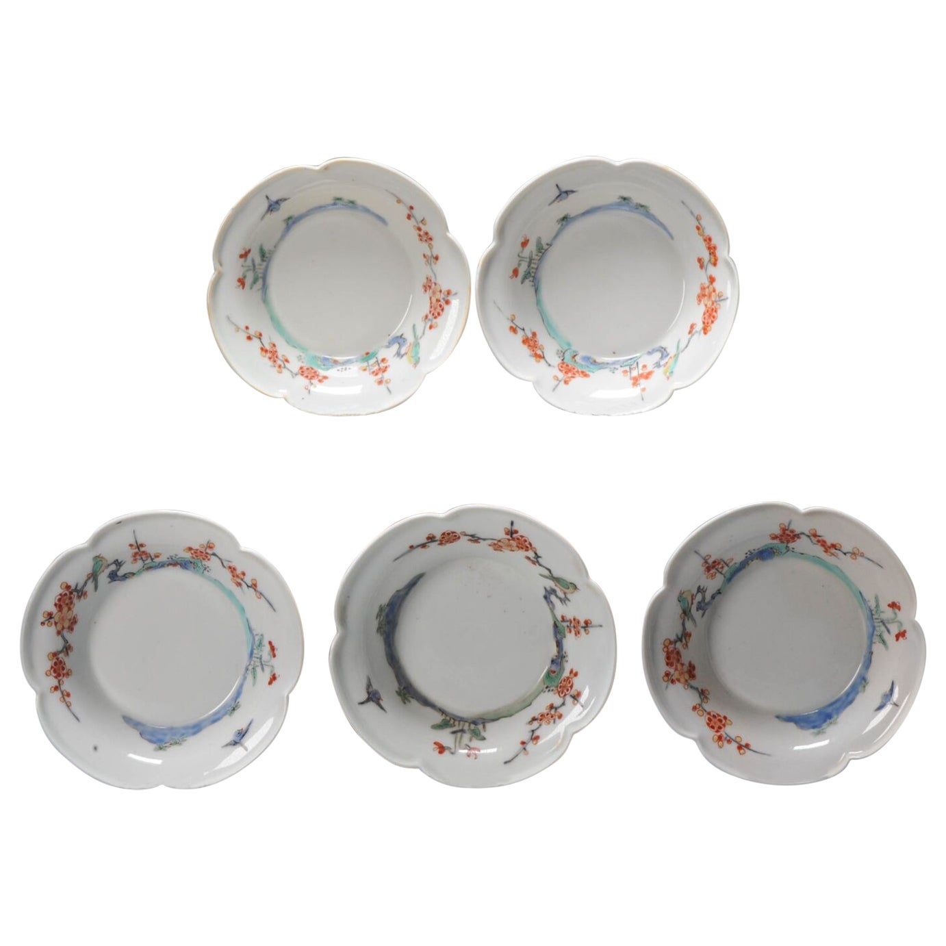 Set von 5 antiken Kaiseki-Schalen aus chinesischem Porzellan im Kakiemon-Stil, 18./19. Jahrhundert