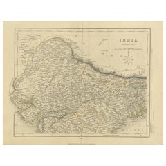 Originale antike Karte von Nordindien