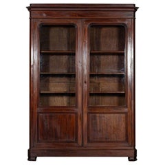 Antique Large 19thC English Glazed Mahogany & Oak Bookcase / Vitrine