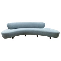 Contemporary Modern Modernica Style Baby Blue Cloud Sofa with Walnut Legs