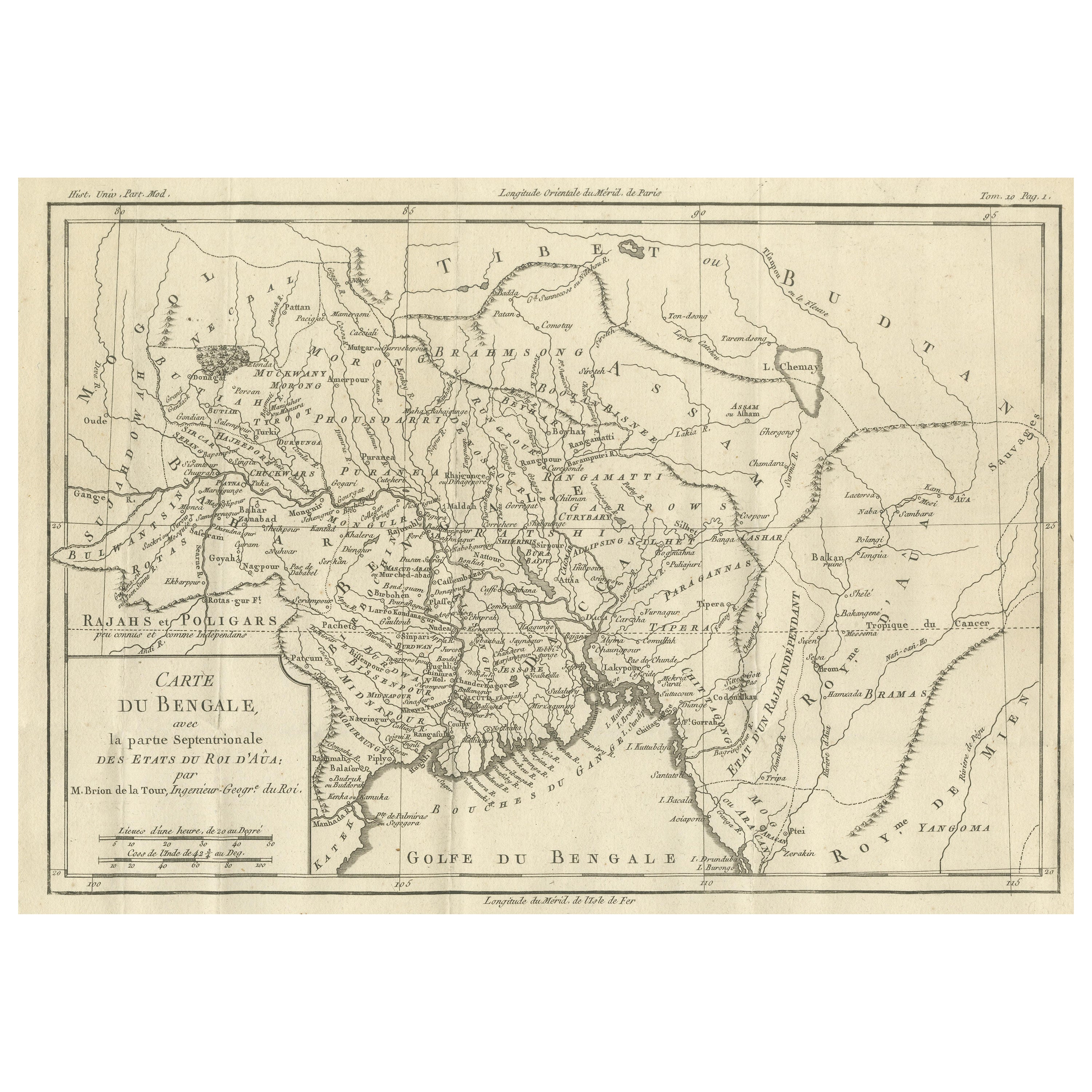 Antique Map of of Bengal and the mouth of the Ganges River For Sale