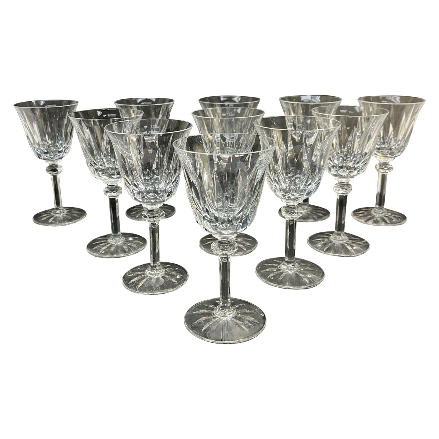11 St. Louis France Glass Wine Goblets in Provence  For Sale