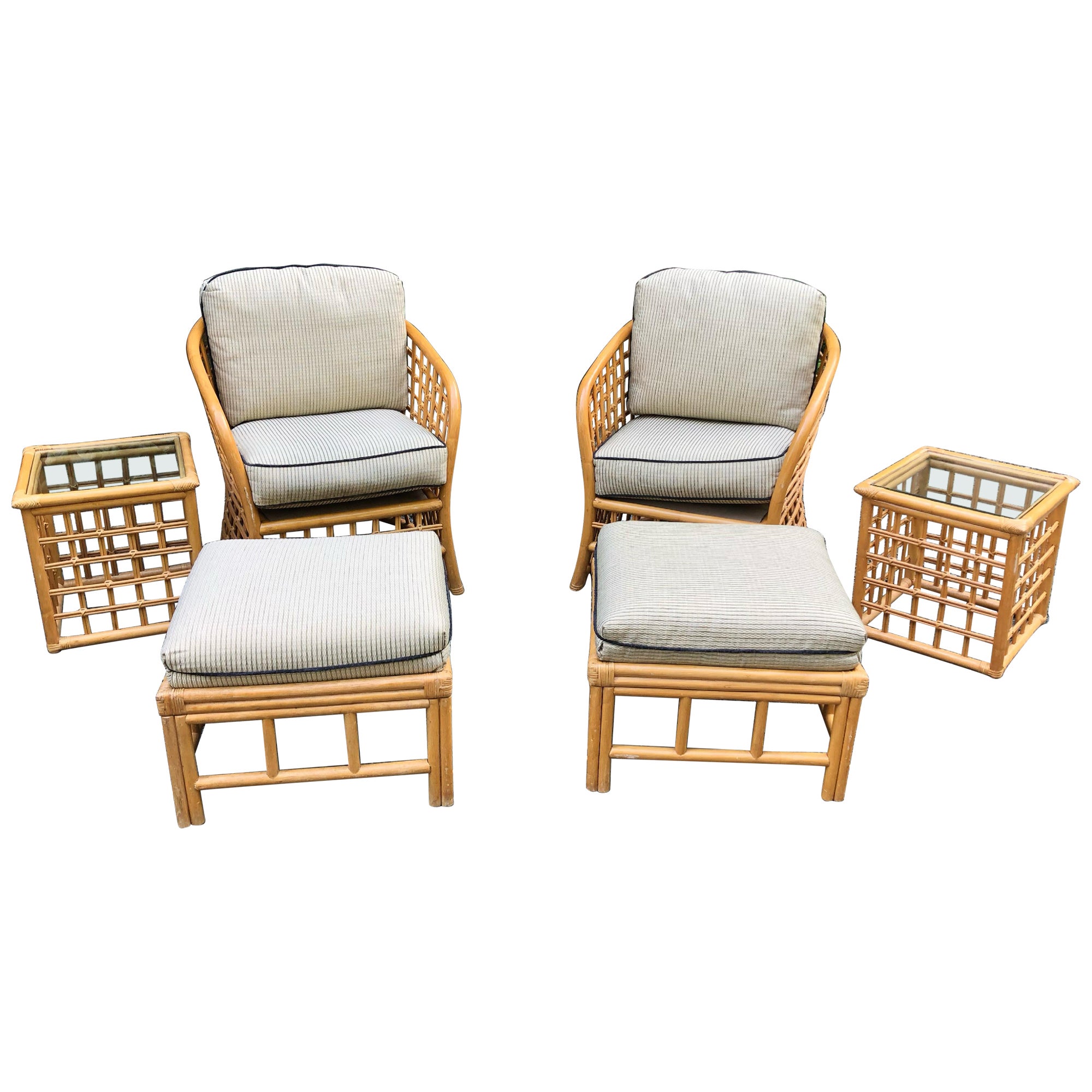 Sechsteiliges Vintage-Rattan-Set im Angebot