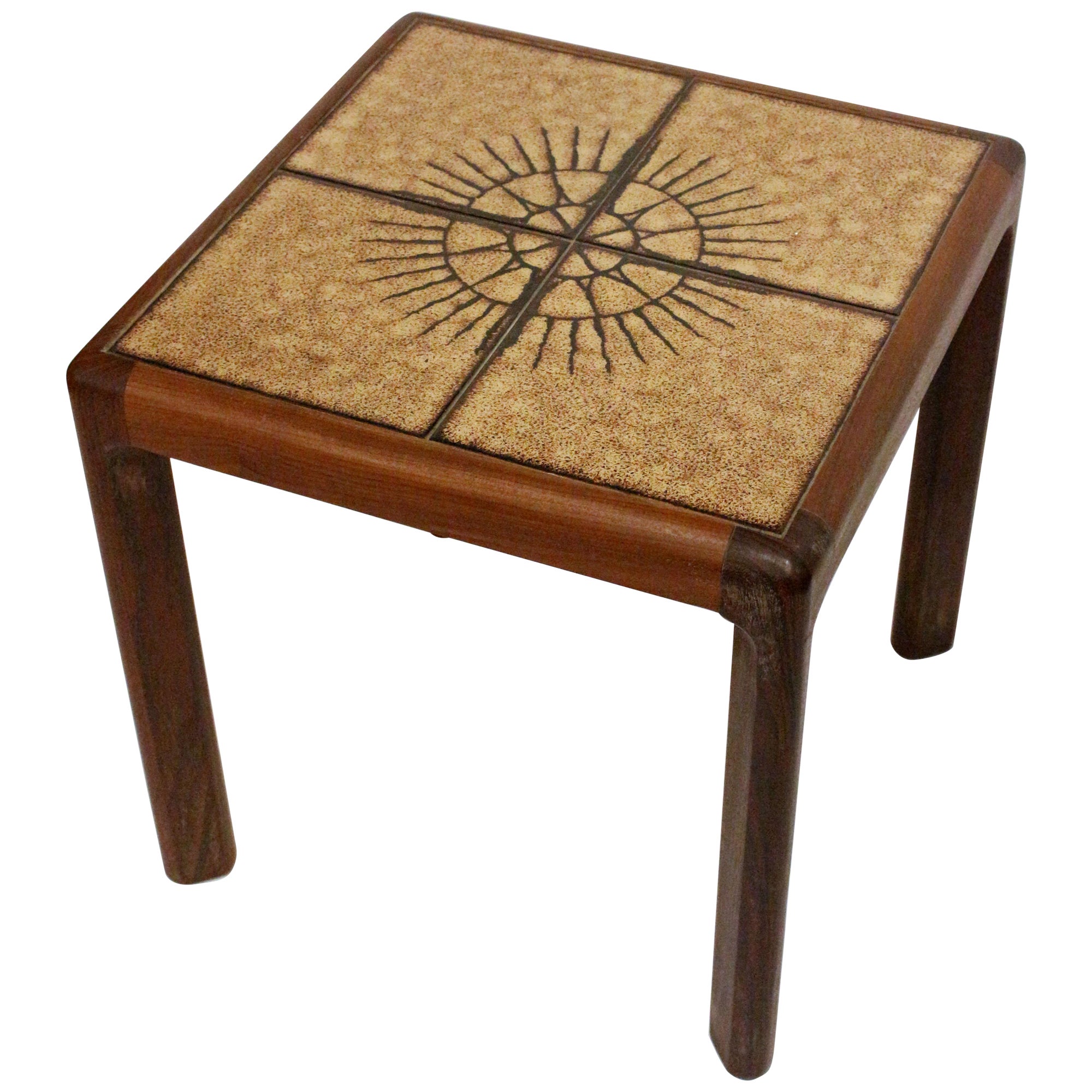 Mid Century Modern Sunburst Side Table For Sale