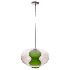 Modern Contemporary George Kovacs Soft Light Pendant with Chrome and Green Glass