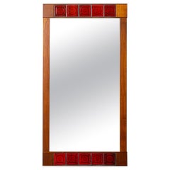 Mid-Century Modern Teak & Tile Mirror