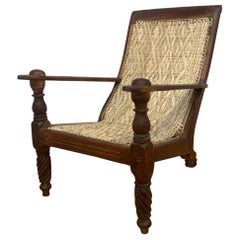 Used Woven Back British Colonial Plantation Tea Chair