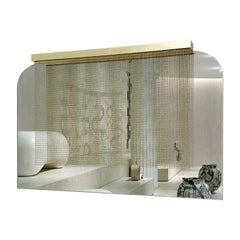 Miroir mural Purdah avec voile / laiton satiné + feuille d'or par INDO-