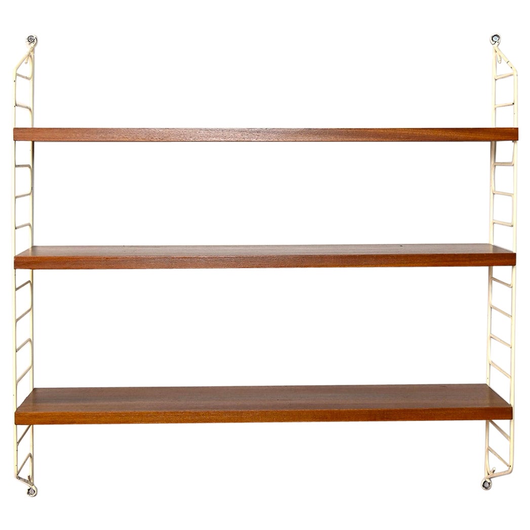 Swedish wood and metal shelving unit For Sale
