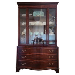 Serpentine Mahogany Breakfront Cabinet by Fancher Furniture Co., 20th Century