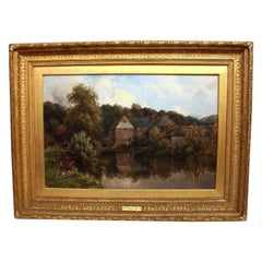 Watermill at Godalming 1881 Dated and Signed Painting by TJ Soper