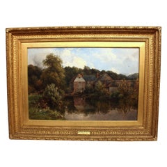 Antique Watermill at Godalming 1881 Dated and Signed Painting by TJ Soper