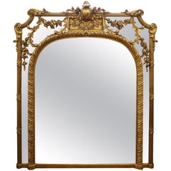 Antique French Louis XV Style Carved Gold Gilt Turn of The Century Mirror