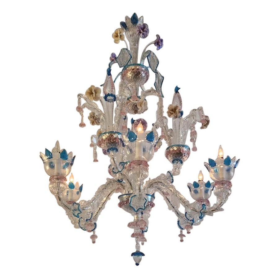 Blue & Purple Antique Murano Chandelier