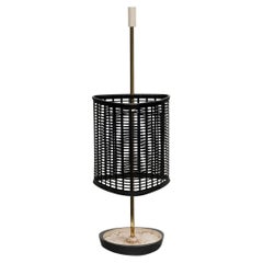 Vintage Midcentury Italian Brass and Perforated Black Metal Umbrella Stand 1950s