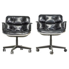 Vintage Knoll Black Leather Pollock Executive Office Chair, Set of 2