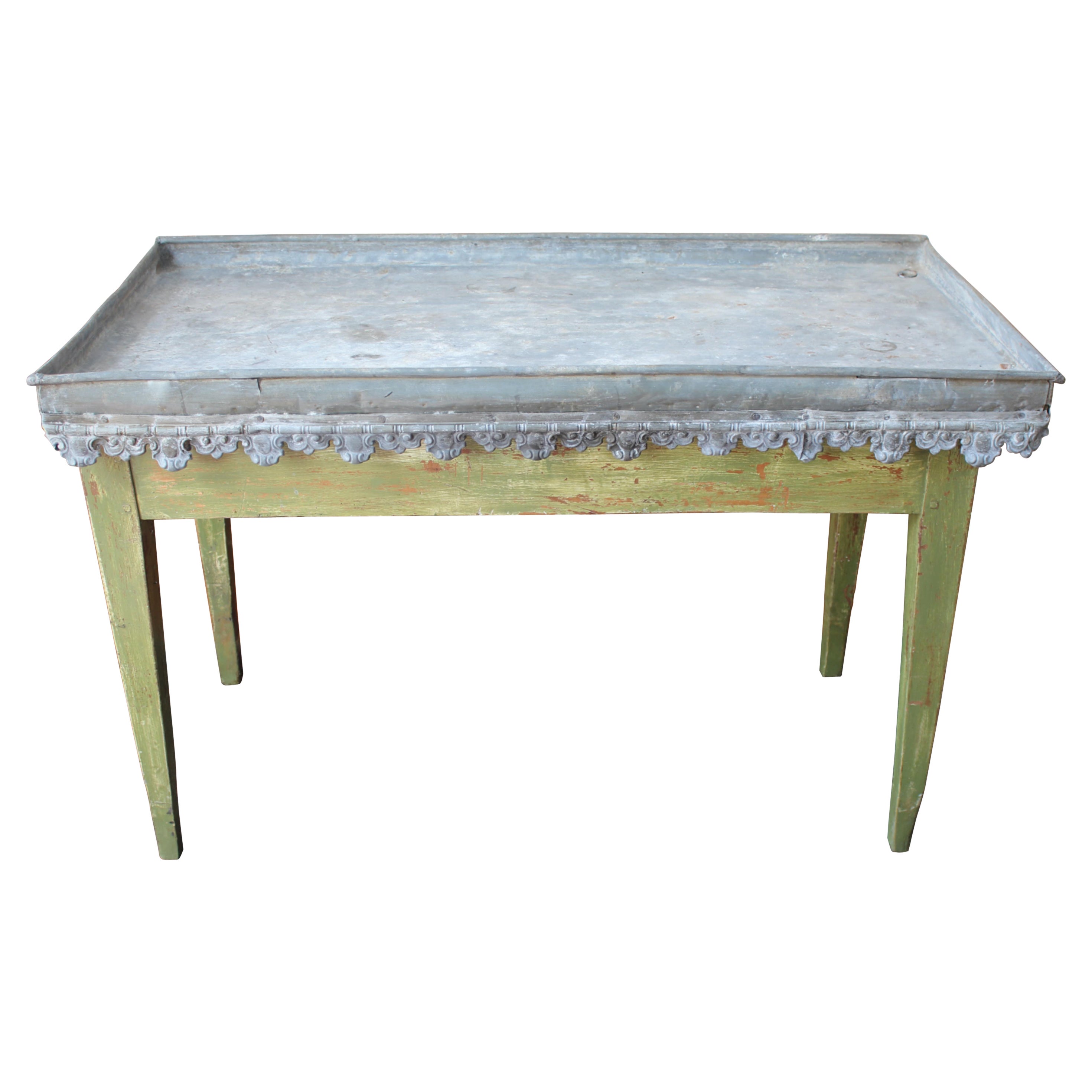 Early 20th Century English Country House Zinc Orangery Potting Garden Table 