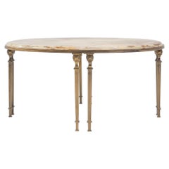 20th Century French Brass Coffee Table with Onyx Top