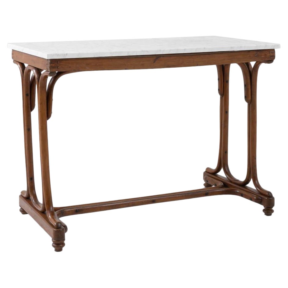 1900s French Bentwood and Marble Bistro Table 