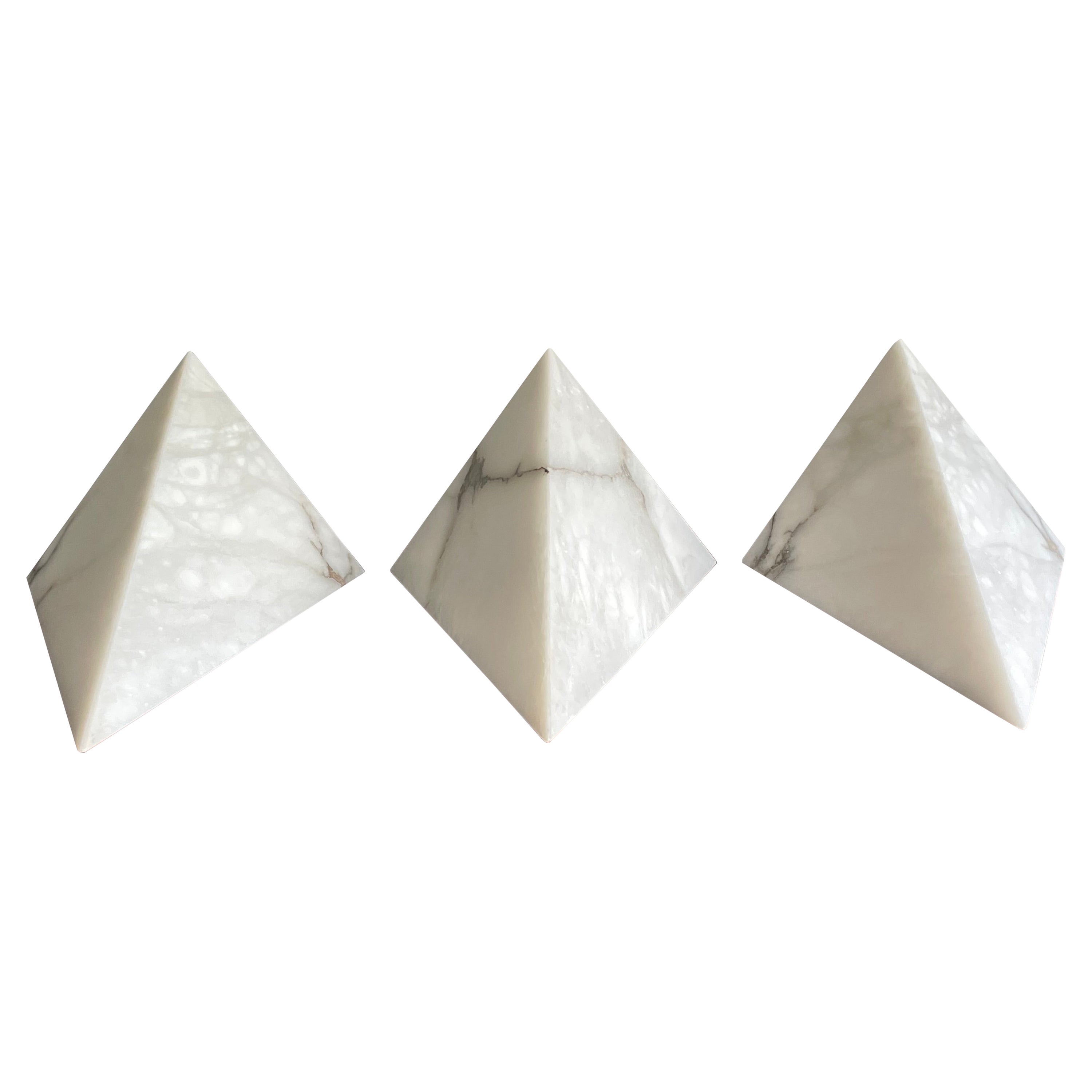 Art Deco Style, Diamond Shape Alabaster Wall Sconces Rare Design Set of Three For Sale