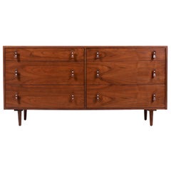 Expertly Restored - California Modern 6-Drawer Walnut Dresser by Stanley Young