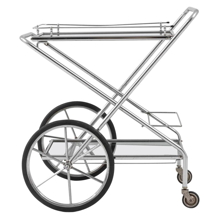 20th Century French Chrome Bar Cart For Sale