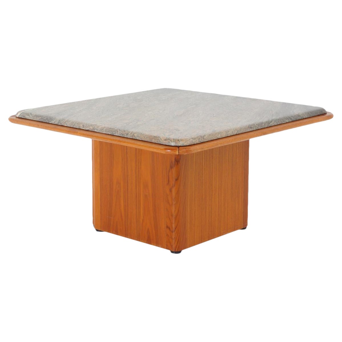 Marble & Teak Coffee Table, 1960s For Sale