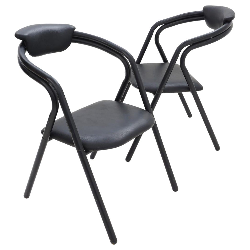 Chaise de salle à manger sculpturale noire, années 1990 en vente