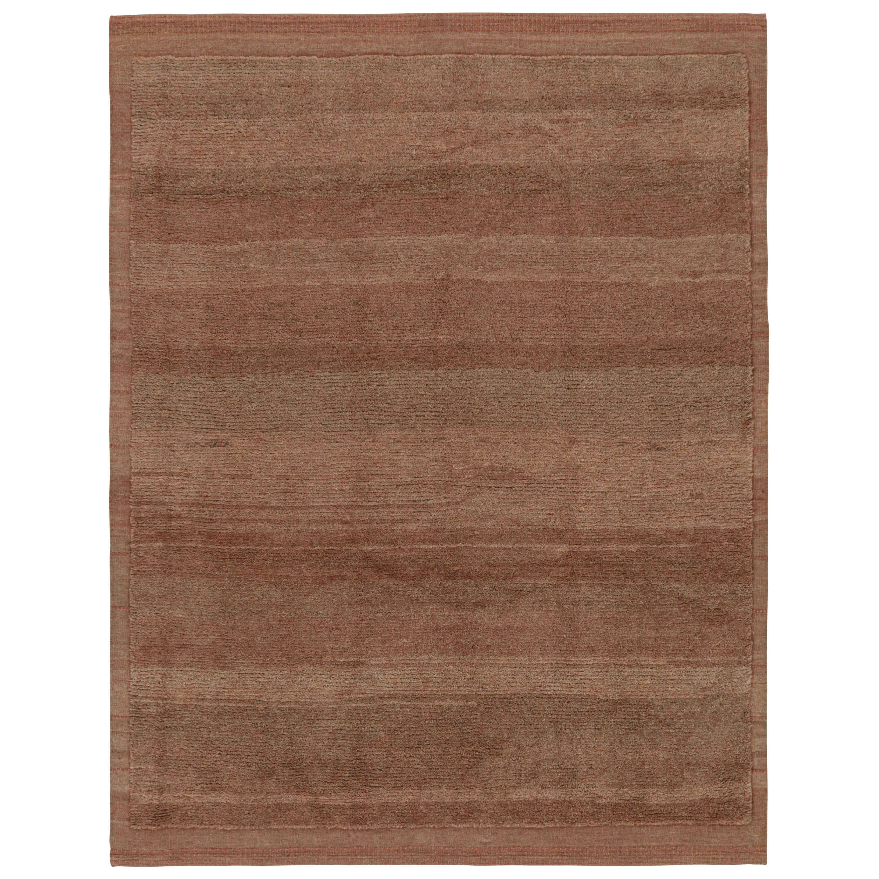 Rug & Kilim’s Modern Rug in Terracotta Tones and Striae with Brown Accents