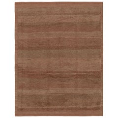 Rug & Kilim’s Modern Rug in Terracotta Tones and Striae with Brown Accents