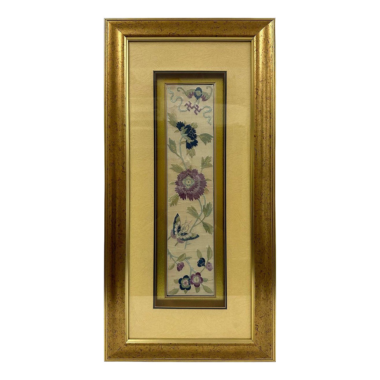 19th Century Antique Chinese Framed Silk Embroidery Panel