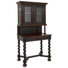 19th Century Belgian Wooden Desk with Vitrine Gallery