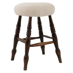 20th Century French Wooden Upholstered Stool 