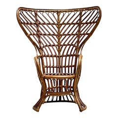 Retro Costal Bent Rattan Peacock Chairs After Gio Ponti