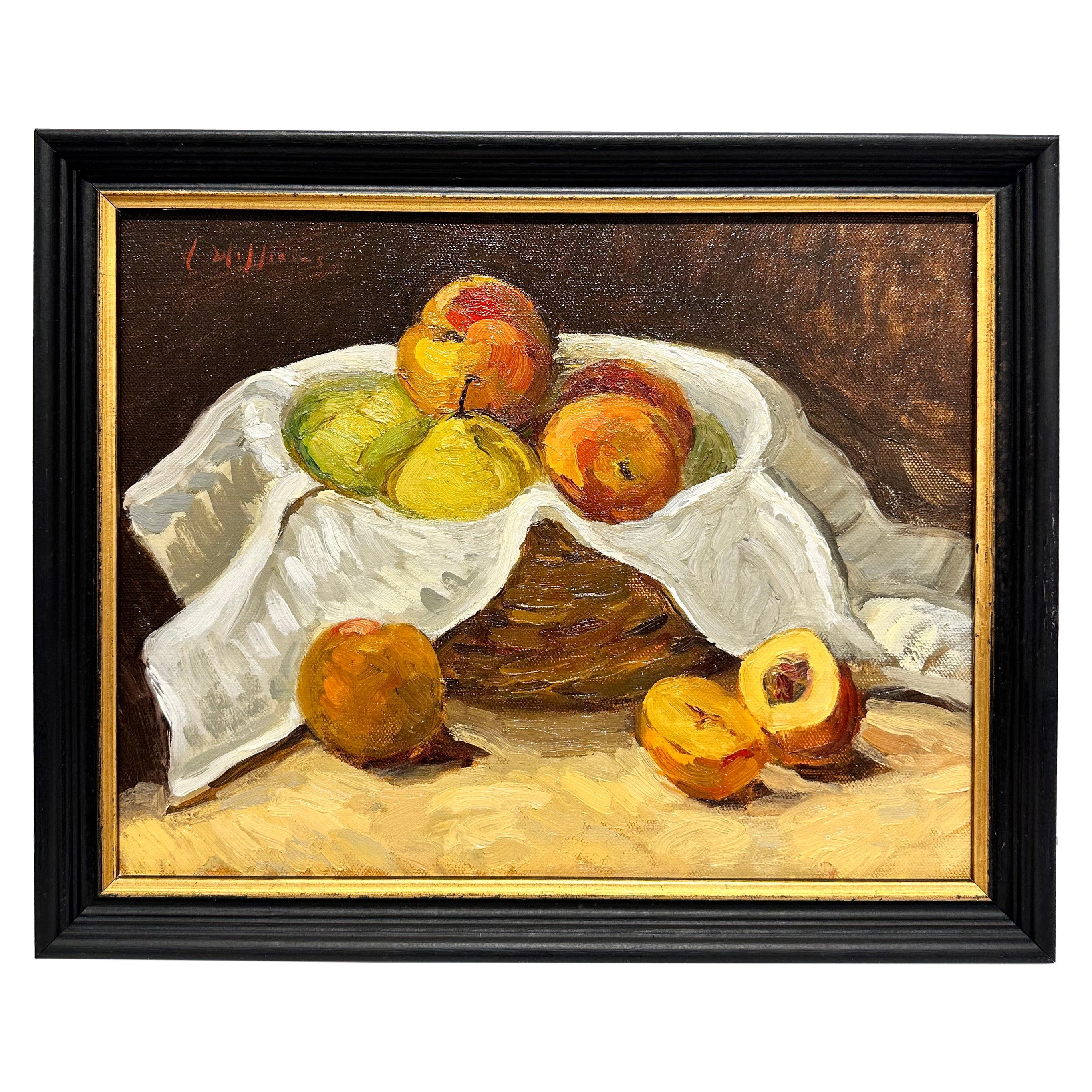 Panier de fruits « Peinture à l'huile originale » en vente