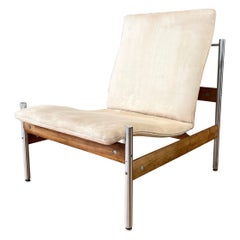 Sven Ivar Dysthe for Dokka Møbler Teak and Nickel Armless Lounge Chair, 1960s