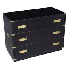 Vintage 1940s Ebonized Campaign Chest of Drawers