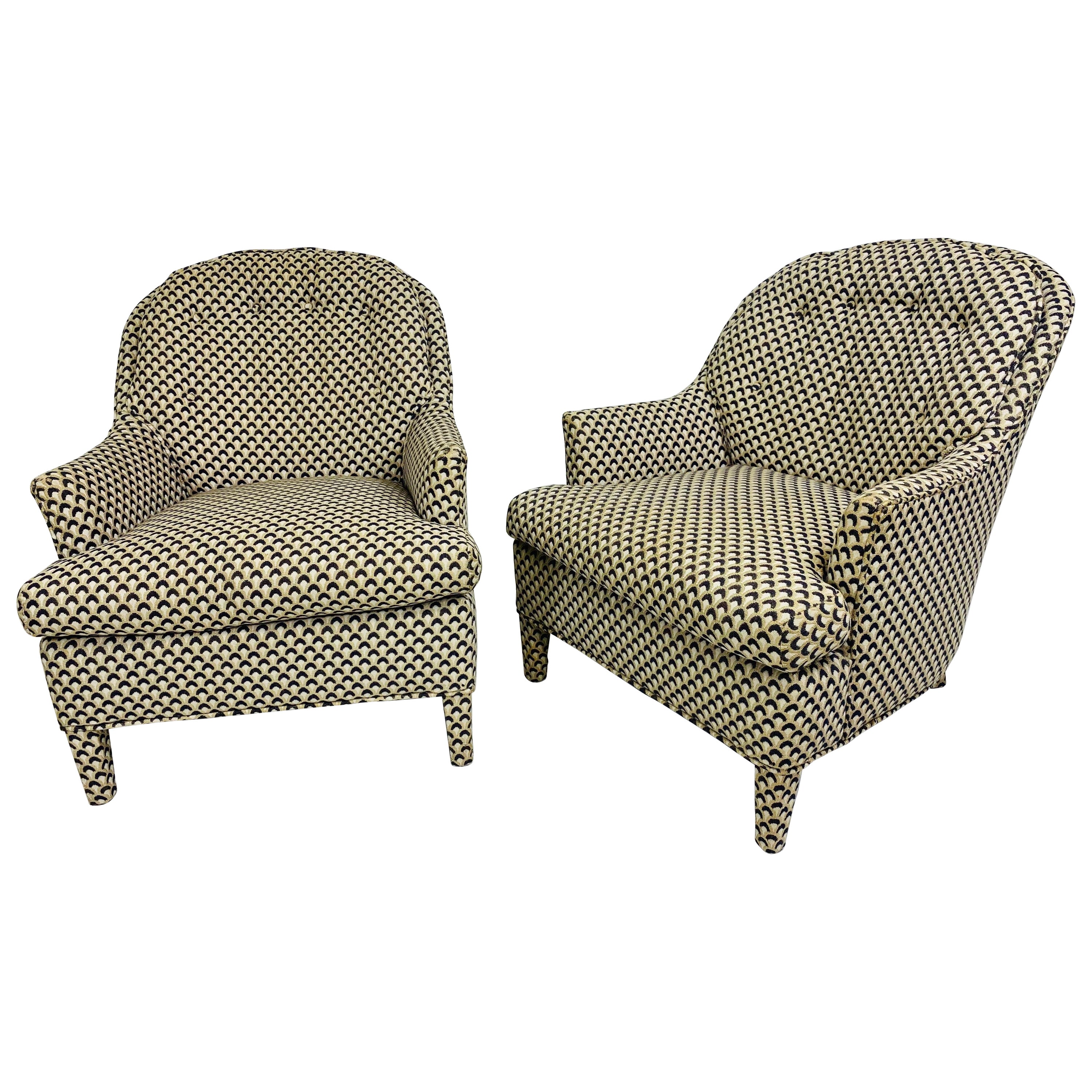 Mid century vintage modern upholstered club chairs after Milo Baughman