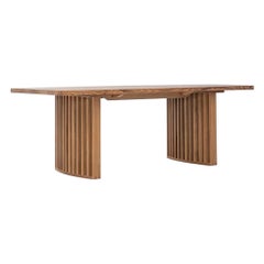 Zither 84" Table de salle à manger en bois dur massif avec base en treillis